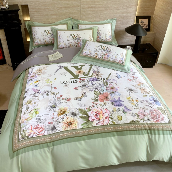 91家纺网 家纺一手货源 找家纺 大麦乐田 2025新款轻奢高端数码印花四件套系列 维密 奶油绿