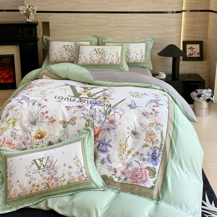 大麦乐田 2025新款轻奢高端数码印花四件套系列 维密 奶油绿