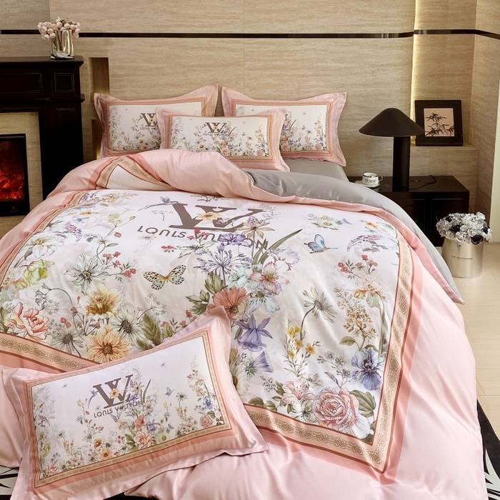 大麦乐田 2025新款轻奢高端数码印花四件套系列 维密 浪漫粉