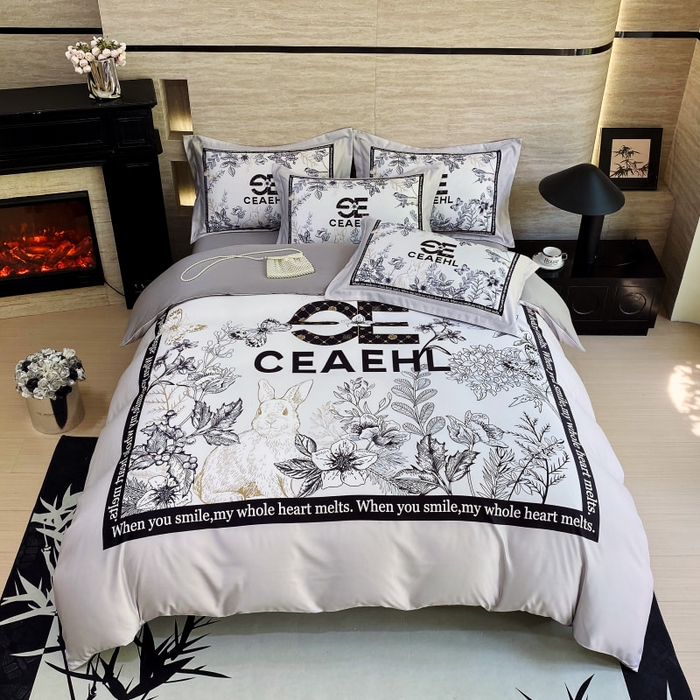 91家纺网 家纺一手货源 找家纺 大麦乐田 2025新款轻奢高端数码印花四件套系列 唯爱