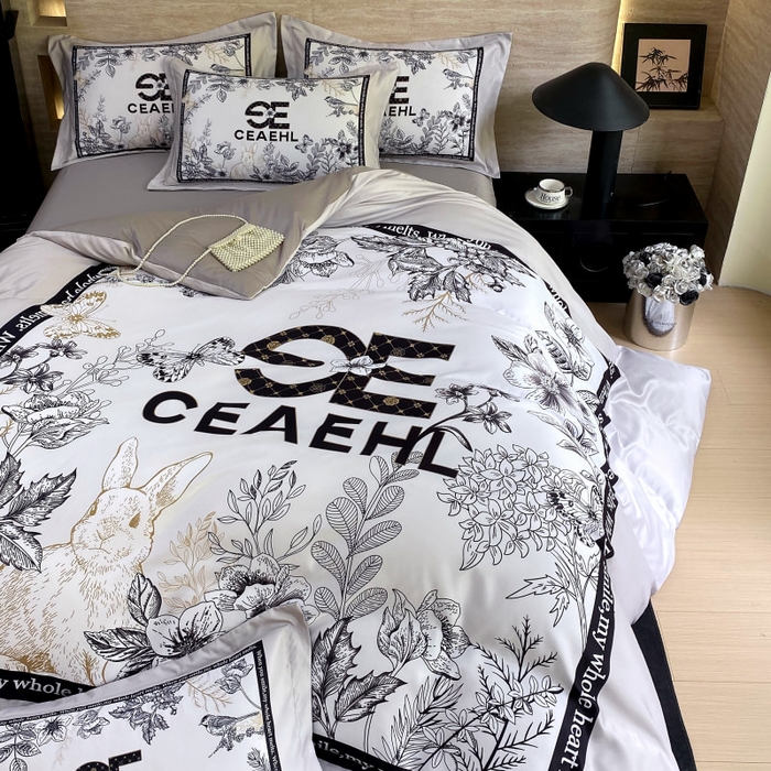 91家纺网 家纺一手货源 找家纺 大麦乐田 2025新款轻奢高端数码印花四件套系列 唯爱