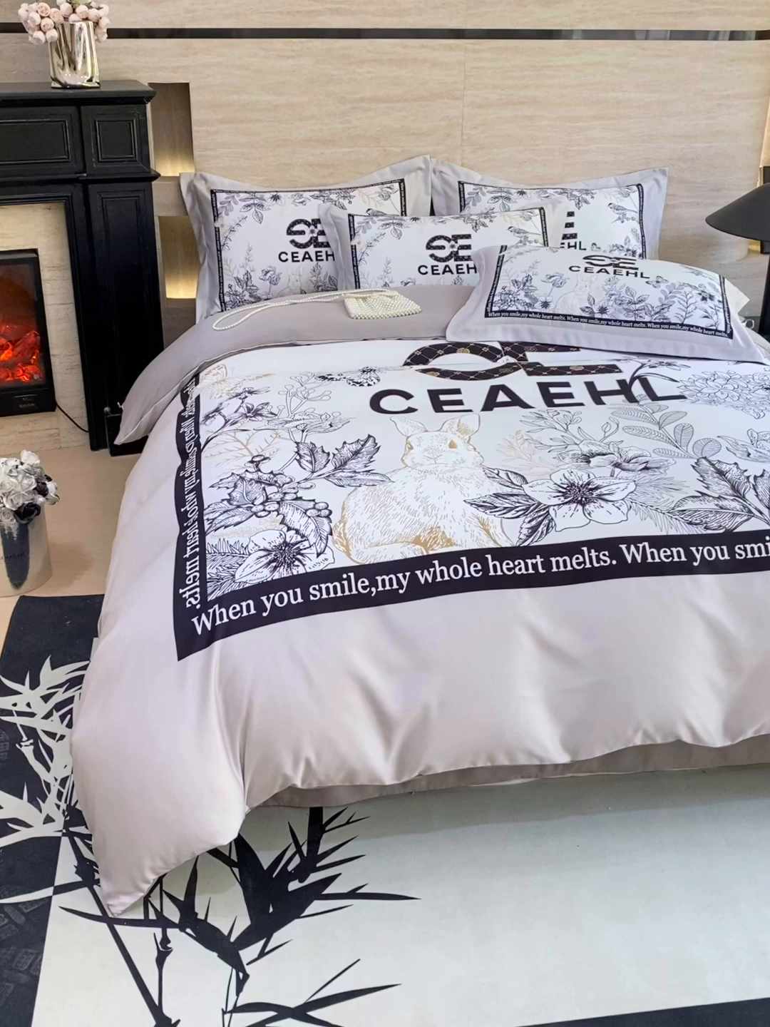 91家纺网 家纺一手货源 找家纺 大麦乐田 2025新款轻奢高端数码印花四件套系列 唯爱