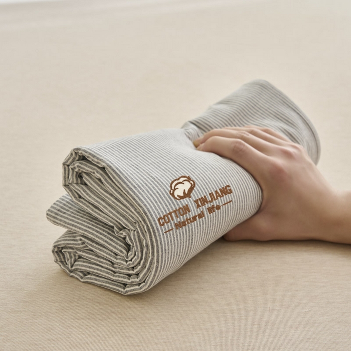 91家纺网 家纺一手货源 找家纺 早晨家纺 2025新款色织纯棉水洗棉毛巾绣床单 流年床单-深灰