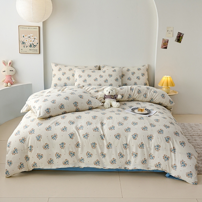 91家纺网 家纺一手货源 找家纺 （总）爱诗诺家纺 2025新款有氧高克重针织棉双层纱四件套