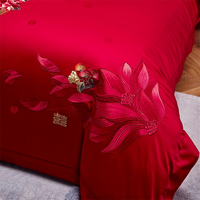 91家纺网 家纺一手货源 找家纺 （总）高大尚婚庆馆 2025新款60支双股长绒棉提花四件套多件套-婚庆系列