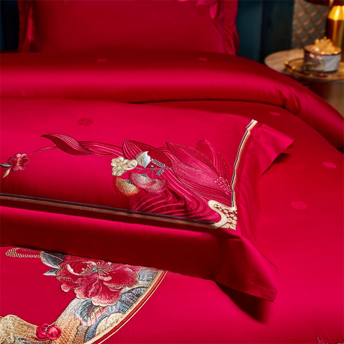 91家纺网 家纺一手货源 找家纺 （总）高大尚婚庆馆 2025新款60支双股长绒棉提花四件套多件套-婚庆系列