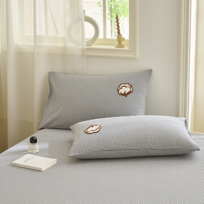 91家纺网 家纺一手货源 找家纺 早晨家纺 2025新款色织纯棉水洗棉毛巾绣床单 星曜床单-深灰