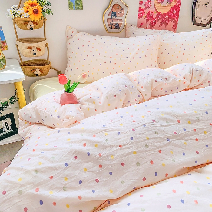 91家纺网 家纺一手货源 找家纺 艾特你 2025新款印花水洗棉四件套 梦幻七彩