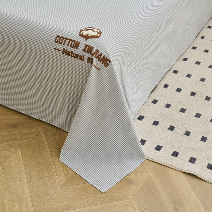 91家纺网 家纺一手货源 找家纺 早晨家纺 2025新款色织纯棉水洗棉毛巾绣床单 星曜床单-浅兰