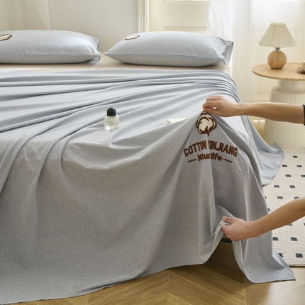 早晨家纺 2025新款色织纯棉水洗棉毛巾绣床单 流年床单-深兰