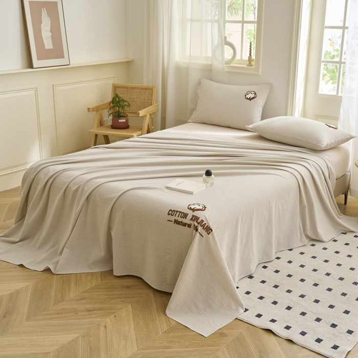 91家纺网 家纺一手货源 找家纺 （总）早晨家纺 2025新款色织纯棉水洗棉毛巾绣床单