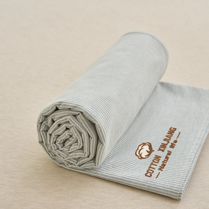 91家纺网 家纺一手货源 找家纺 早晨家纺 2025新款色织纯棉水洗棉毛巾绣床单 流年床单-浅兰