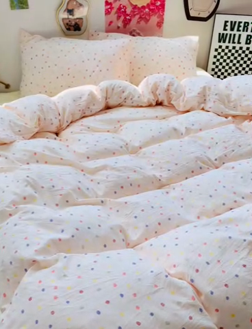 91家纺网 家纺一手货源 找家纺 艾特你 2025新款印花水洗棉四件套 梦幻七彩