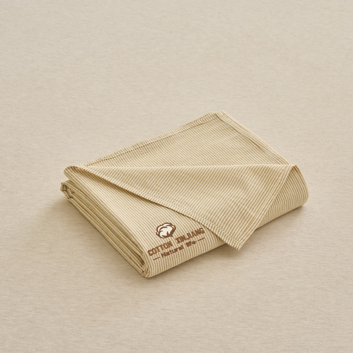 91家纺网 家纺一手货源 找家纺 早晨家纺 2025新款色织纯棉水洗棉毛巾绣床单 流年床单-姜黄