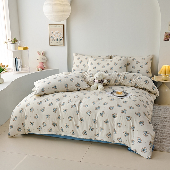 91家纺网 家纺一手货源 找家纺 （总）爱诗诺家纺 2025新款有氧高克重针织棉双层纱四件套