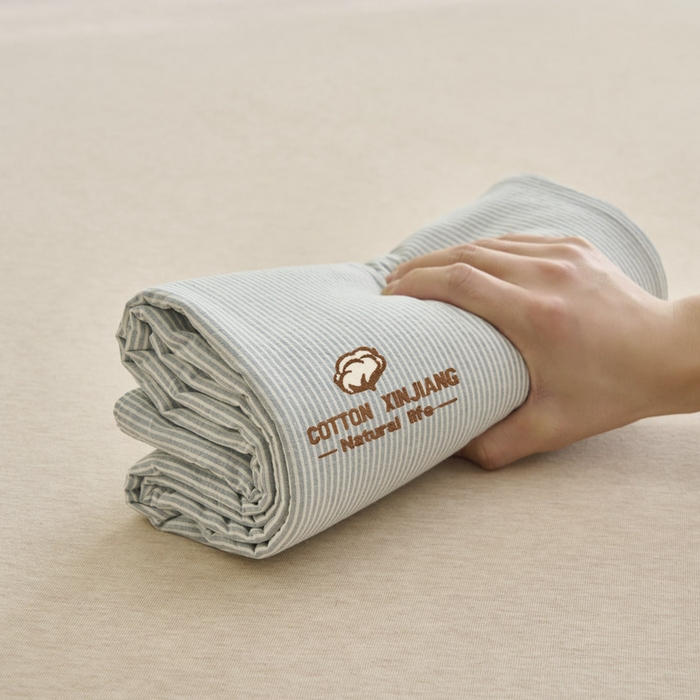 91家纺网 家纺一手货源 找家纺 早晨家纺 2025新款色织纯棉水洗棉毛巾绣床单 流年床单-浅兰