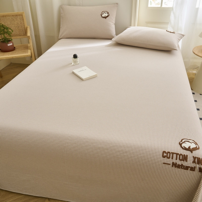 91家纺网 家纺一手货源 找家纺 早晨家纺 2025新款色织纯棉水洗棉毛巾绣床单 星曜床单-米咖