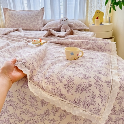 91家纺网 家纺一手货源 找家纺 （总）梦可莱家居 2025夏季新款木棉夏被镂空花边床盖四件套