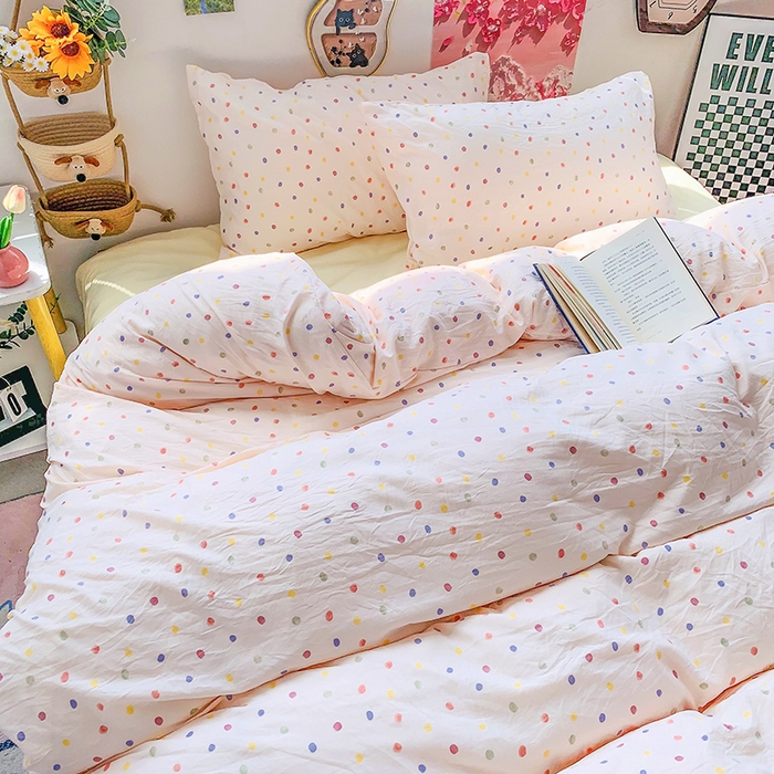 91家纺网 家纺一手货源 找家纺 艾特你 2025新款印花水洗棉四件套 梦幻七彩