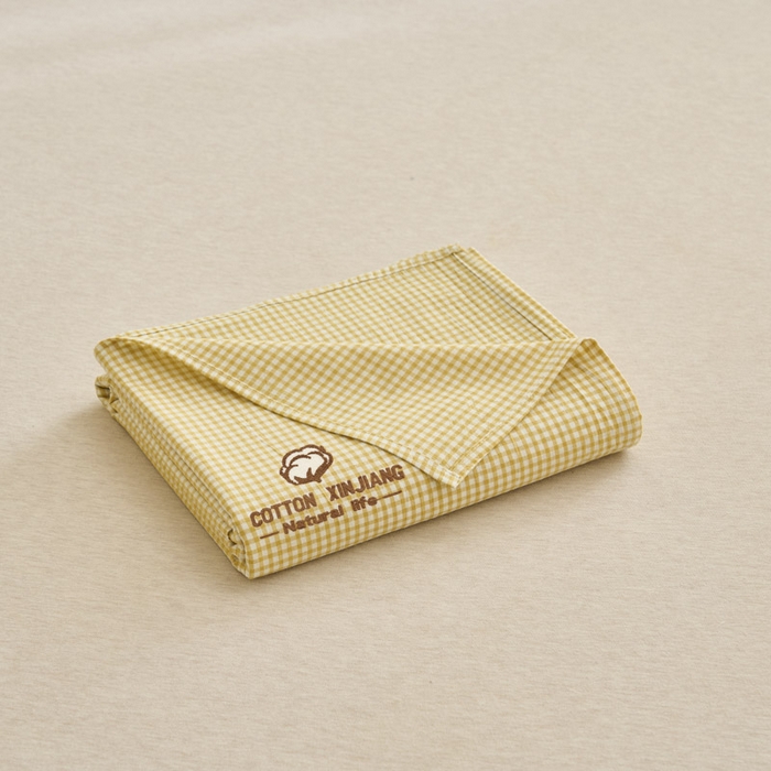 91家纺网 家纺一手货源 找家纺 早晨家纺 2025新款色织纯棉水洗棉毛巾绣床单 星曜床单-姜黄