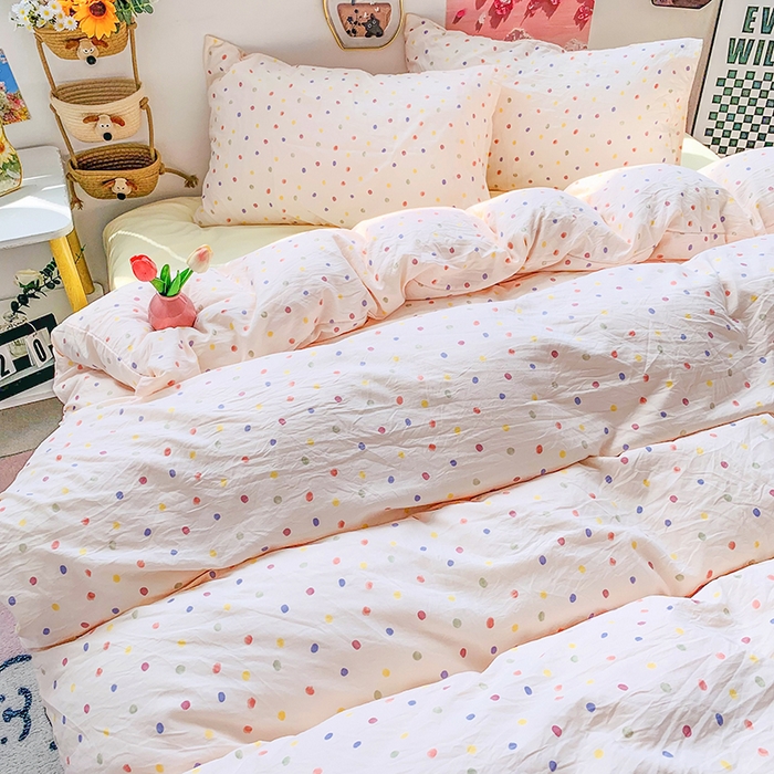 91家纺网 家纺一手货源 找家纺 艾特你 2025新款印花水洗棉四件套 梦幻七彩