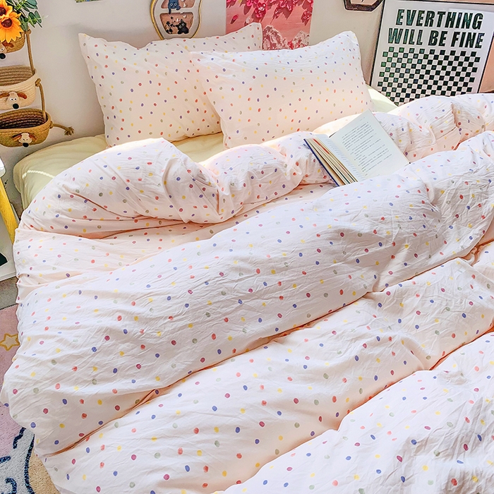 91家纺网 家纺一手货源 找家纺 艾特你 2025新款印花水洗棉四件套 梦幻七彩