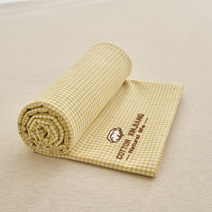 91家纺网 家纺一手货源 找家纺 早晨家纺 2025新款色织纯棉水洗棉毛巾绣床单 星曜床单-姜黄