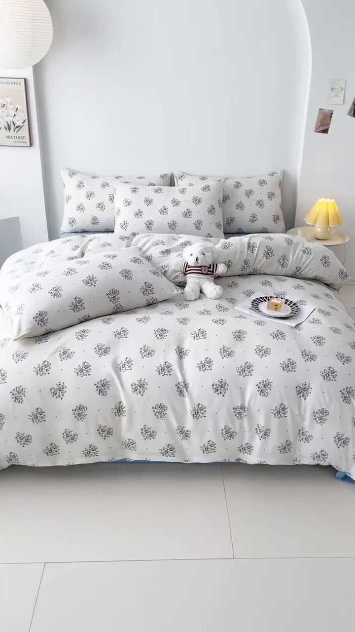 91家纺网 家纺一手货源 找家纺 （总）爱诗诺家纺 2025新款有氧高克重针织棉双层纱四件套