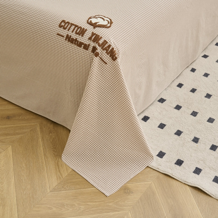 91家纺网 家纺一手货源 找家纺 早晨家纺 2025新款色织纯棉水洗棉毛巾绣床单 星曜床单-米咖