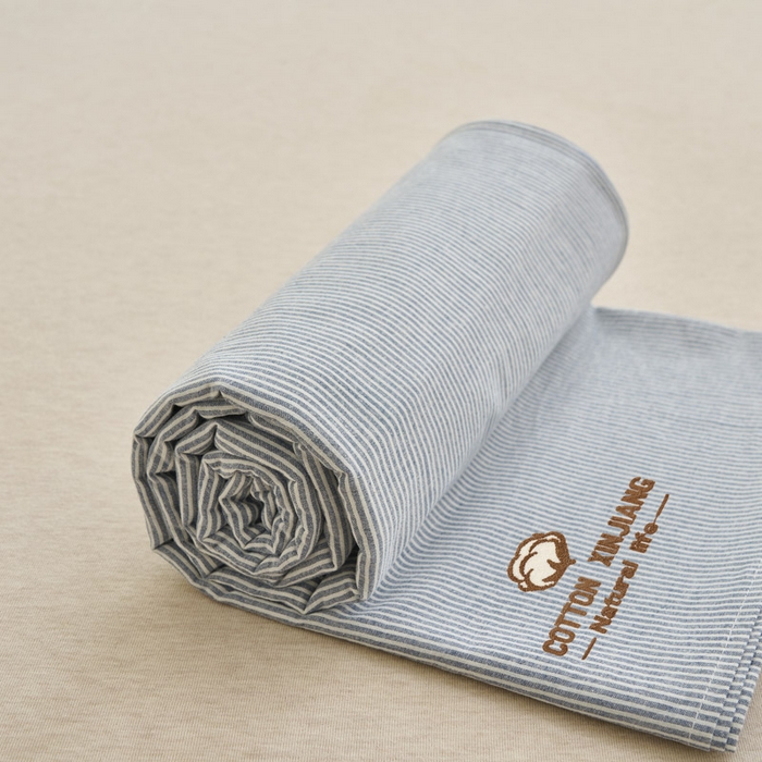 91家纺网 家纺一手货源 找家纺 早晨家纺 2025新款色织纯棉水洗棉毛巾绣床单 流年床单-深兰