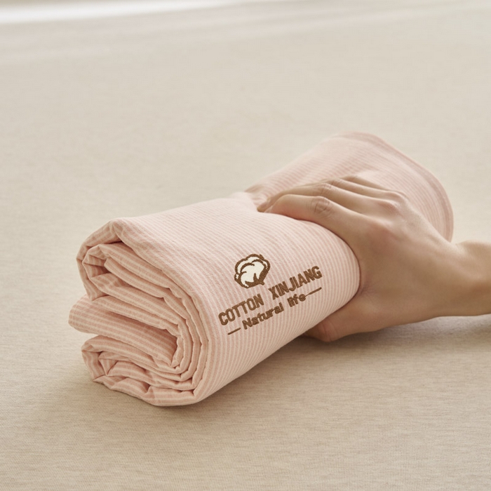 91家纺网 家纺一手货源 找家纺 早晨家纺 2025新款色织纯棉水洗棉毛巾绣床单 流年床单-浅粉