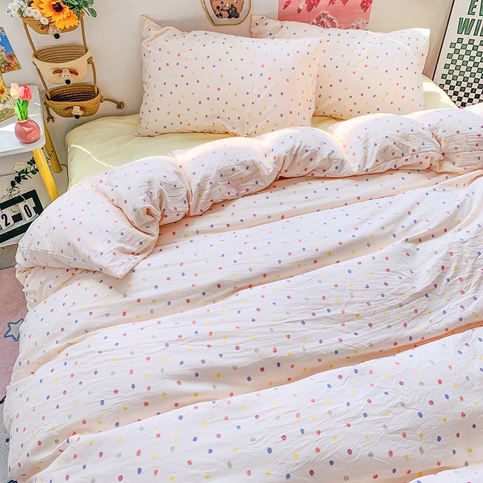 91家纺网 家纺一手货源 找家纺 艾特你 2025新款印花水洗棉四件套 梦幻七彩