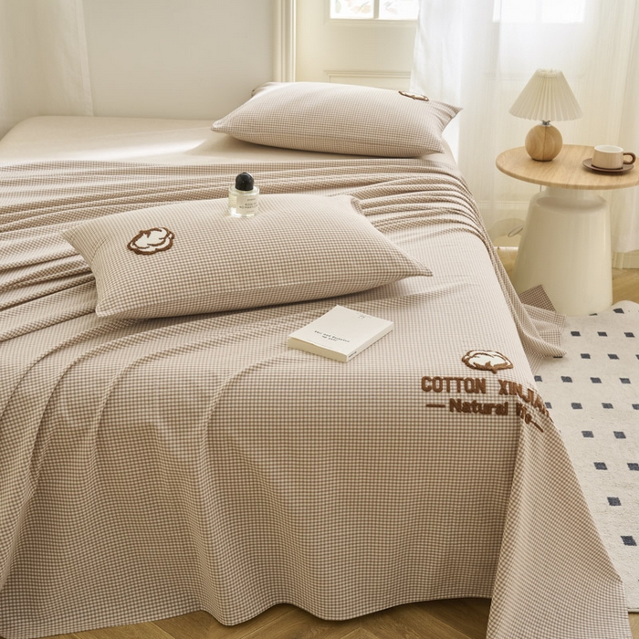 91家纺网 家纺一手货源 找家纺 早晨家纺 2025新款色织纯棉水洗棉毛巾绣床单 星曜床单-米咖