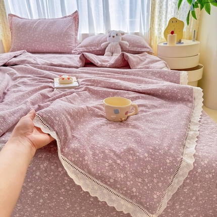 91家纺网 家纺一手货源 找家纺 （总）梦可莱家居 2025夏季新款木棉夏被镂空花边床盖四件套