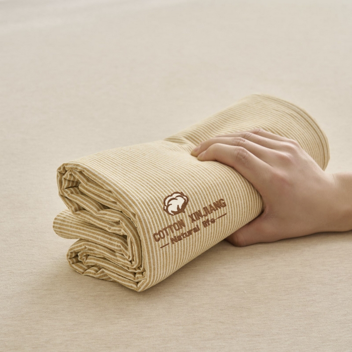 91家纺网 家纺一手货源 找家纺 早晨家纺 2025新款色织纯棉水洗棉毛巾绣床单 流年床单-姜黄