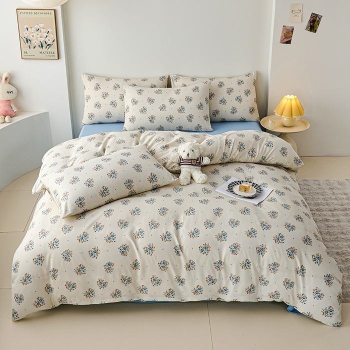 91家纺网 家纺一手货源 找家纺 （总）爱诗诺家纺 2025新款有氧高克重针织棉双层纱四件套