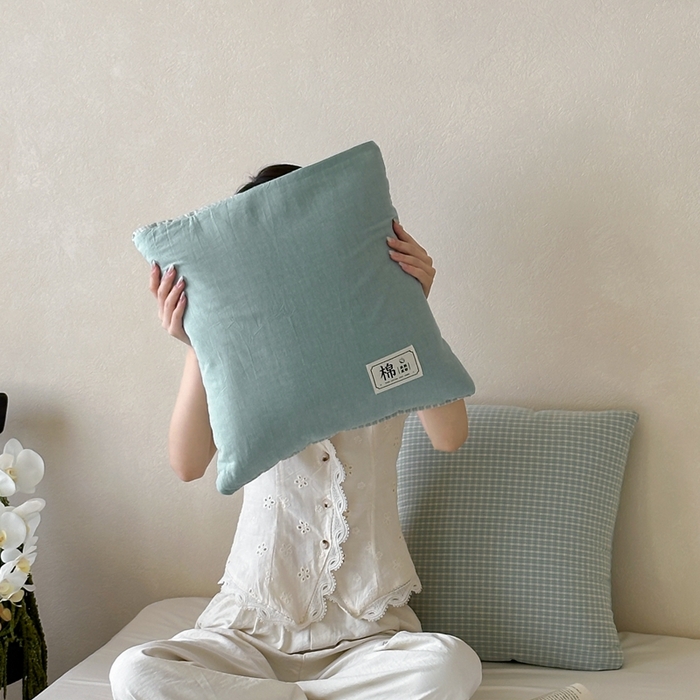 91家纺网 家纺一手货源 找家纺 多米家居 2025新款全棉水洗棉抱枕被 岛屿-绿