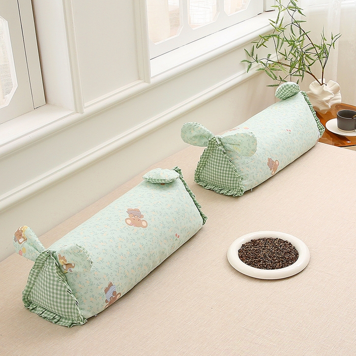 91家纺网 家纺一手货源 找家纺 梦叶草 2025新款全棉双层纱萌兔荞麦枕芯护颈枕头50*16*16cm（±2cm） 萌兔荞麦枕-萌象墩墩