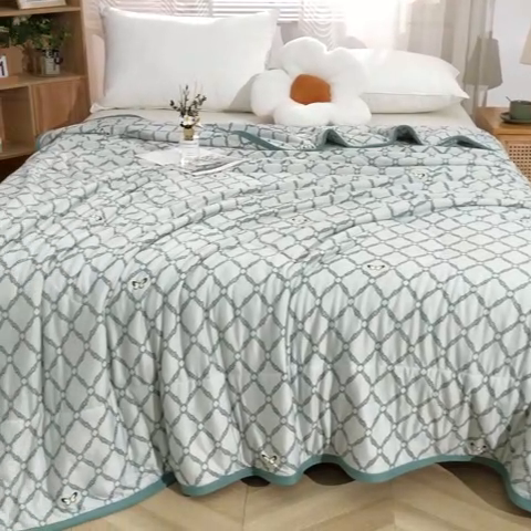 91家纺网 家纺一手货源 找家纺 贝兰仙奴 2025新款针织棉夏被 蝴蝶格兰