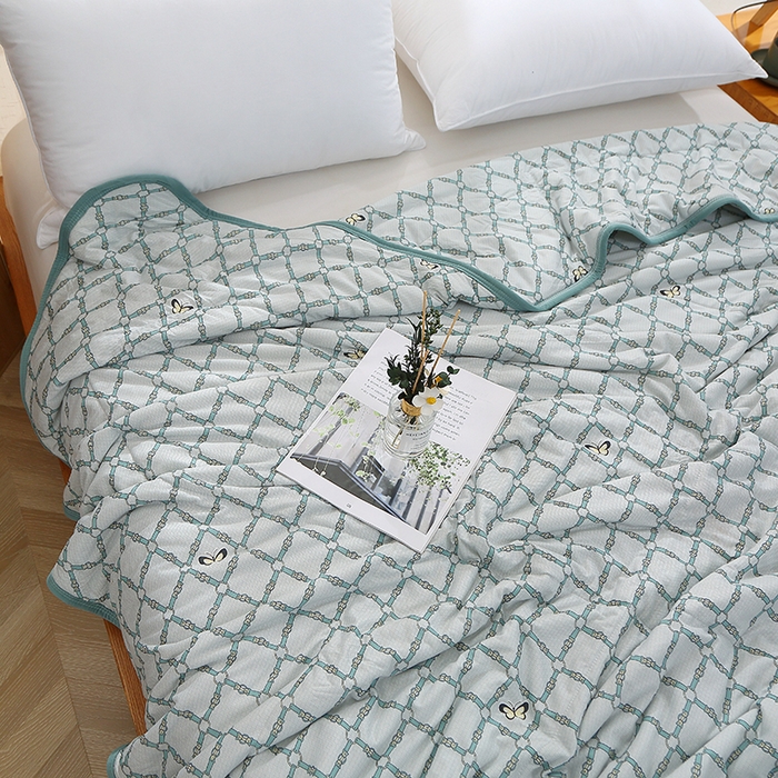 91家纺网 家纺一手货源 找家纺 贝兰仙奴 2025新款针织棉夏被 蝴蝶格兰