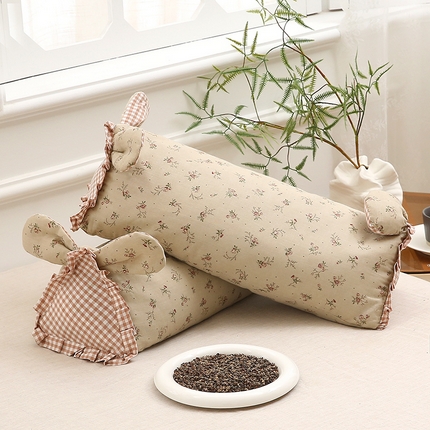 梦叶草 2025新款全棉双层纱萌兔荞麦枕芯护颈枕头50*16*16cm（±2cm） 萌兔荞麦枕-摩卡绅士