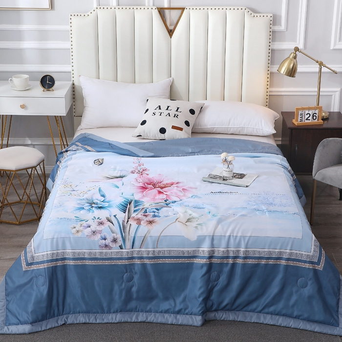 91家纺网 家纺一手货源 找家纺 贝兰仙奴 2025新款水洗天丝大中国风版夏被 花香满园