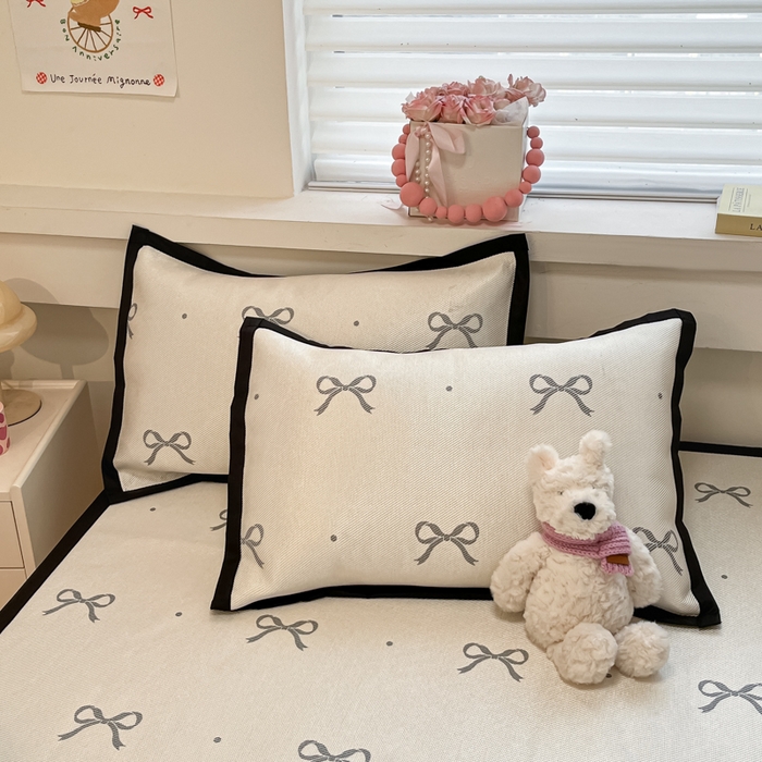 91家纺网 家纺一手货源 找家纺 慕澄家纺 2025新款真冰藤席子凉席夏被夏凉被空调被四件套 波点蝴蝶结