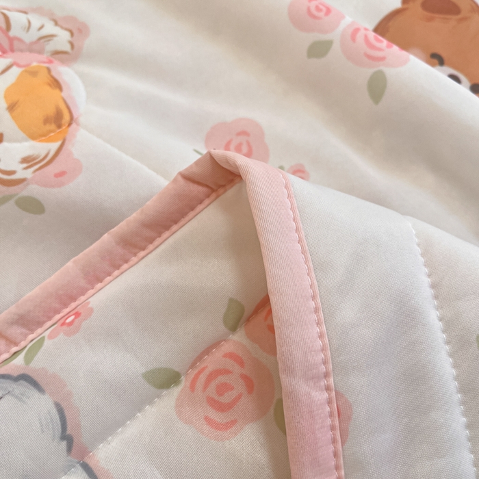 91家纺网 家纺一手货源 找家纺 慕澄家纺 2025新款真冰藤席子凉席夏被夏凉被空调被四件套 彩色小萌物