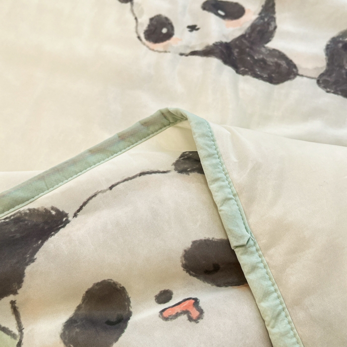 91家纺网 家纺一手货源 找家纺 慕澄家纺 2025新款真冰藤席子凉席夏被夏凉被空调被四件套 熊猫戏竹