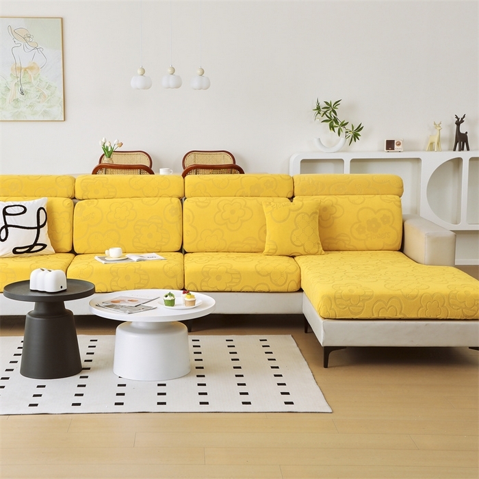 91家纺网 家纺一手货源 找家纺 沐沐家纺 2026新款太阳花提花沙发笠 