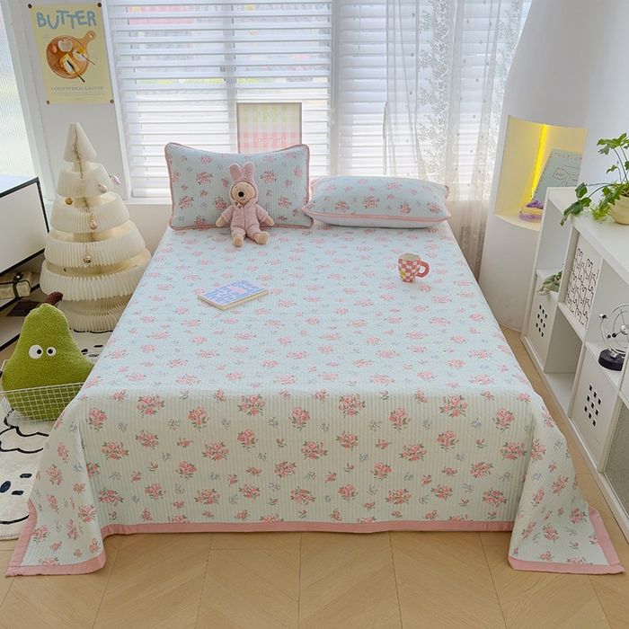 91家纺网 家纺一手货源 找家纺 赫梵茜 2025春夏新款锦氨凉感丝冰皮软席床盖夏被夏凉被空调被四件套