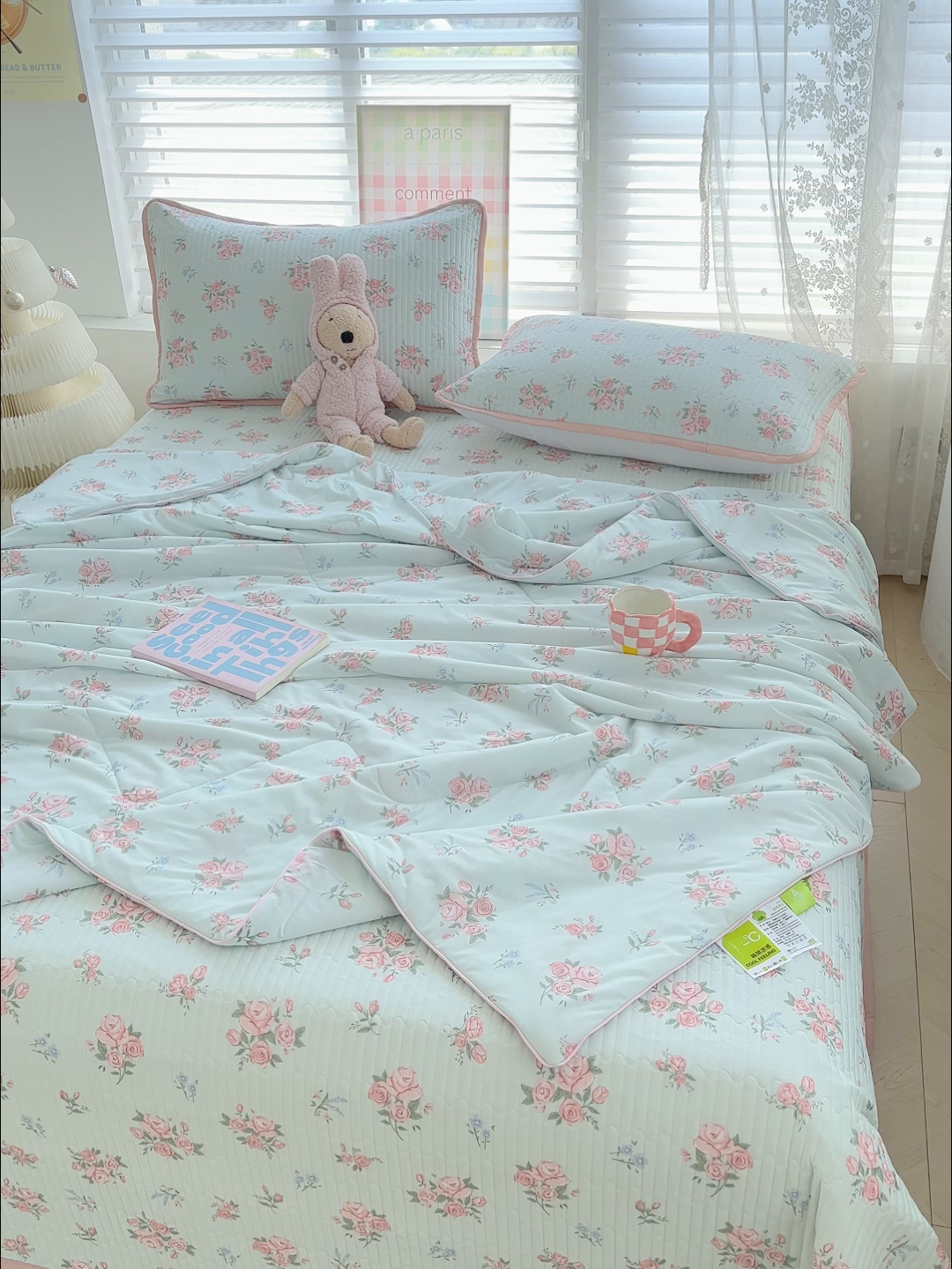 91家纺网 家纺一手货源 找家纺 赫梵茜 2025春夏新款锦氨凉感丝冰皮软席床盖夏被夏凉被空调被四件套