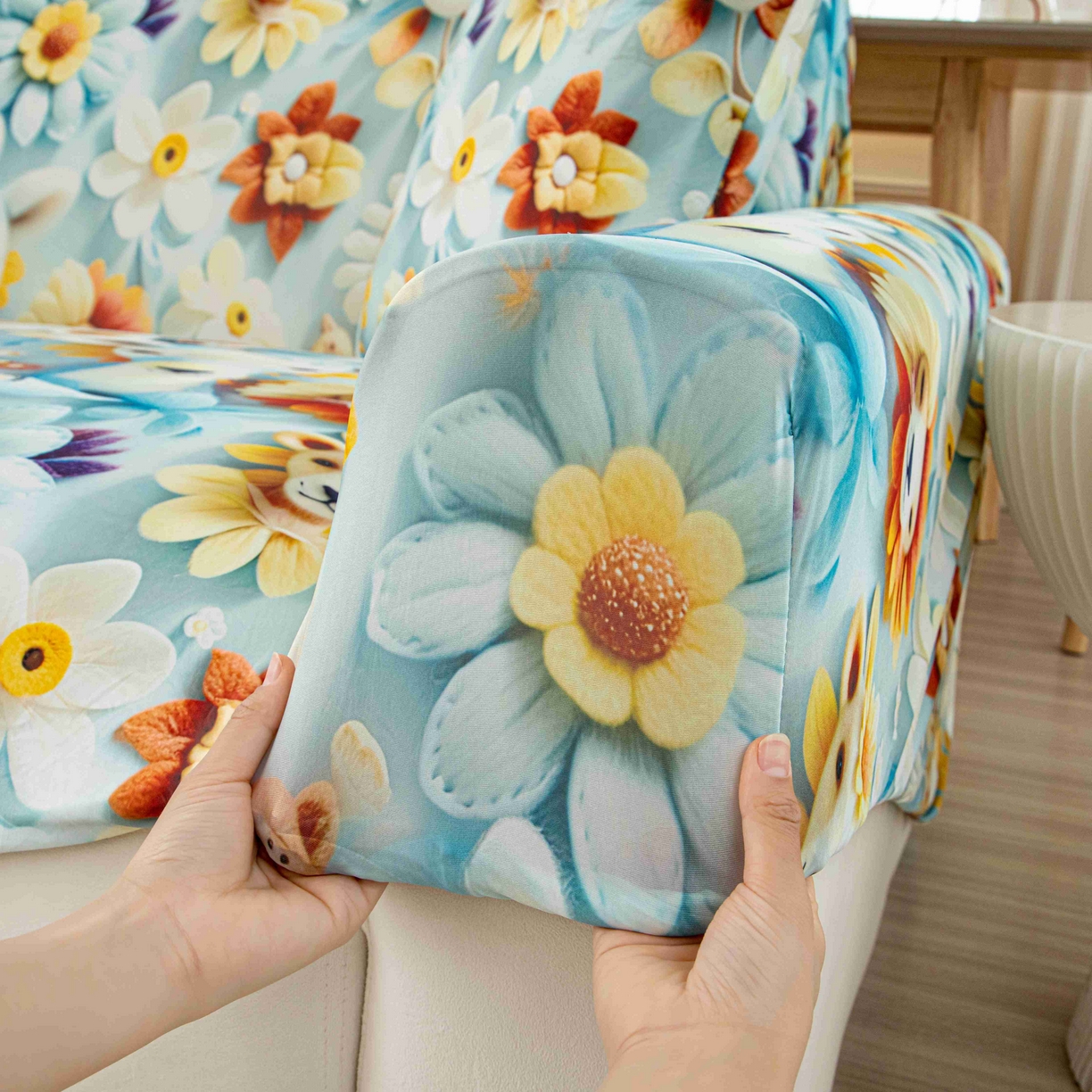 91家纺网 家纺一手货源 找家纺 沐沐家纺 2026春夏新款冰丝印花沙发套 动物乐园