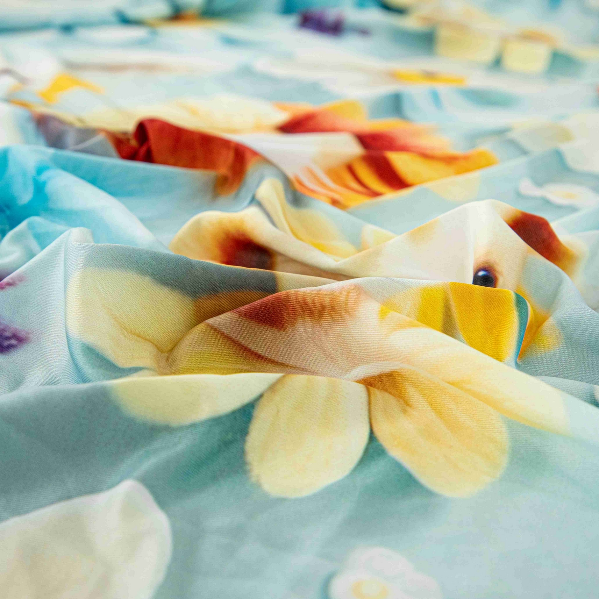 91家纺网 家纺一手货源 找家纺 沐沐家纺 2026春夏新款冰丝印花沙发套 动物乐园